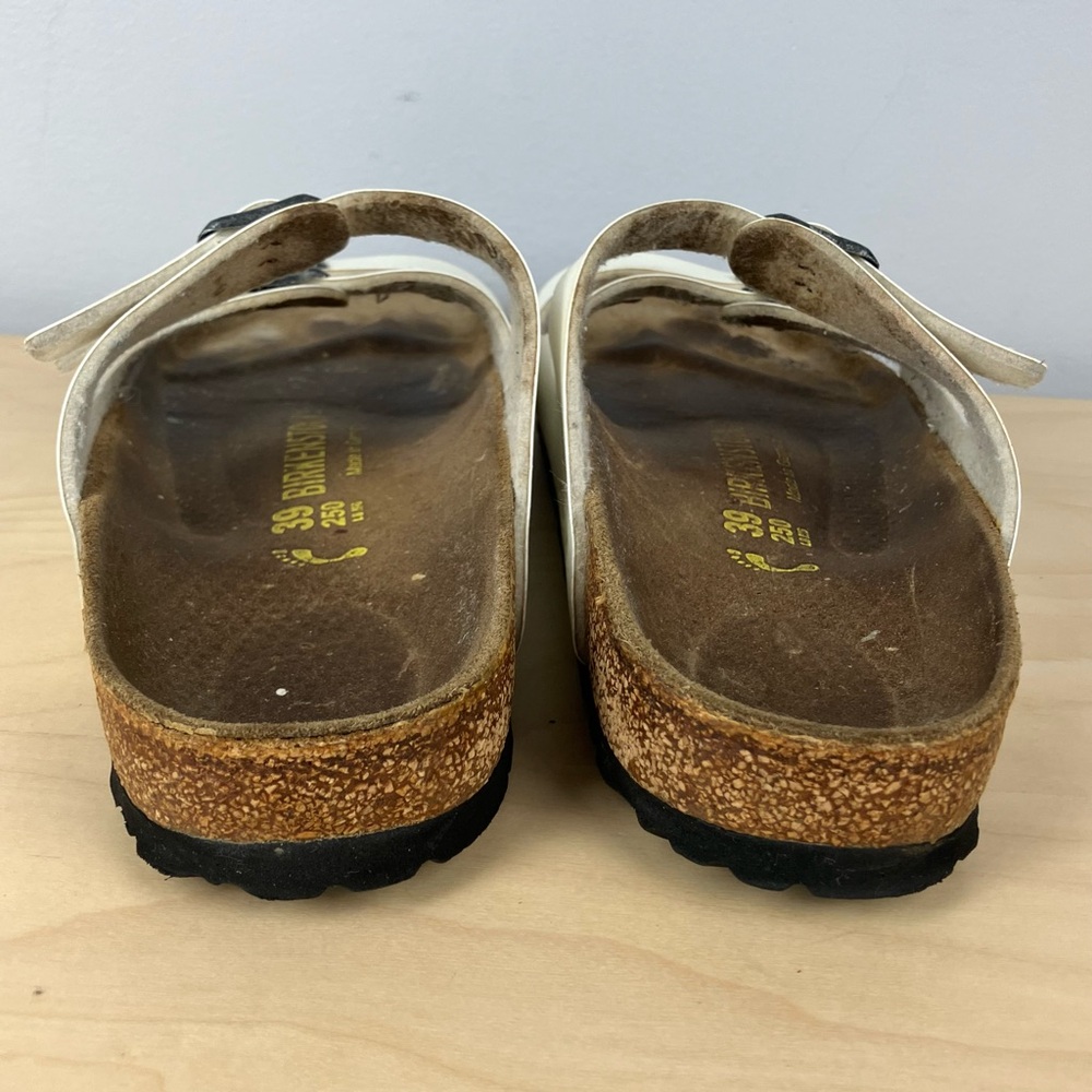 Birkenstock Women’s Size 39 / 8.0 Florida White Leather 3 Strap Cork Sandals - Picture 7 of 15